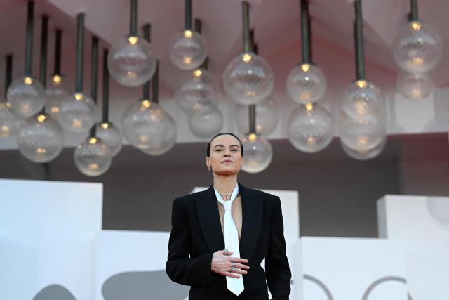 Polish-Italian actress Kasia Smutniak attends the red carpet event before the screening of "Succedera Questa Notte" presented in competition at the 83rd International Venice Film Festival, at Venice Lido on September 5, 2026. (Photo by Tiziana FABI / AFP)