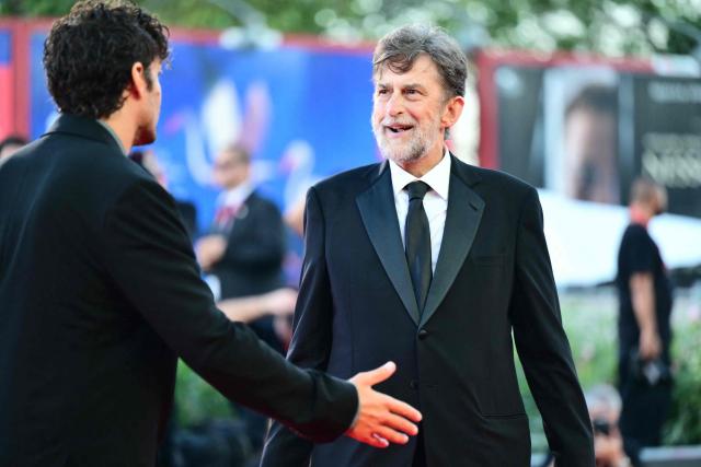 French actor Louis Garrel and Italian director Nanni Moretti attend the red carpet event before the screening of "Succedera Questa Notte" presented in competition at the 83rd International Venice Film Festival, at Venice Lido on September 5, 2026. (Photo by Stefano RELLANDINI / AFP)