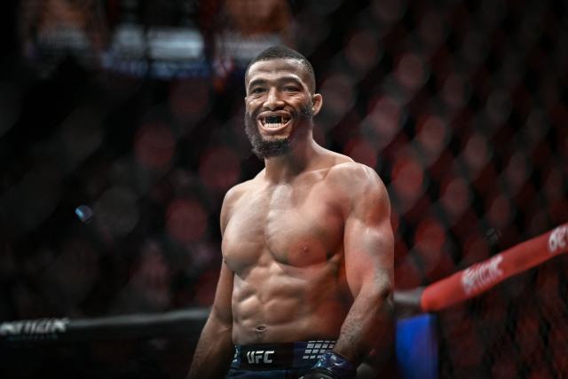 French Salahdine Parnasse looks on before the start of his fight with New Zealand Dan Hooker in the lightweight division during their mixed martial arts (MMA) at the 5th edition of the Ultimate Fighting Championship (UFC) at the Bercy Accor Arena, in Paris, on September 5, 2026. (Photo by LOU BENOIST / AFP)