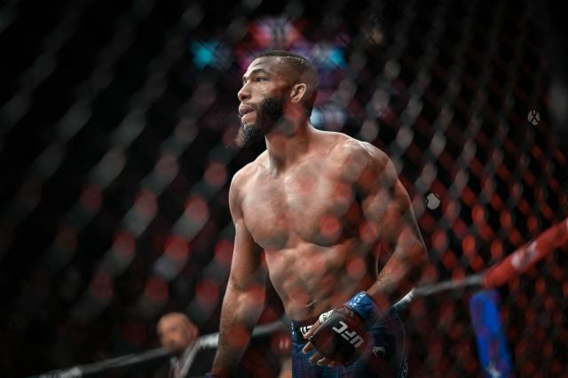 French Salahdine Parnasse looks on before the start of his fight with New Zealand Dan Hooker in the lightweight division during their mixed martial arts (MMA) at the 5th edition of the Ultimate Fighting Championship (UFC) at the Bercy Accor Arena, in Paris, on September 5, 2026. (Photo by LOU BENOIST / AFP)