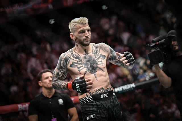 New Zealand Dan Hooker looks on before his fight against French Salahdine Parnasse (unseen) in the lightweight division during their mixed martial arts (MMA) at the 5th edition of the Ultimate Fighting Championship (UFC) at the Bercy Accor Arena, in Paris, on September 5, 2026. (Photo by Lou BENOIST / AFP)