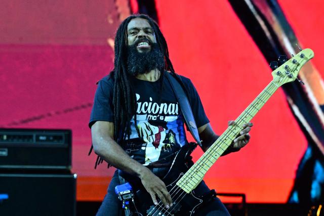 Brazilian singer and bassist Chaene da Gama of the Brazilian Black Pantera performs during the second day of the Rock in Rio music festival at Rio 2016 Olympic Park in Rio de Janeiro, Brazil on September 5, 2026. (Photo by Pablo PORCIUNCULA / AFP)
