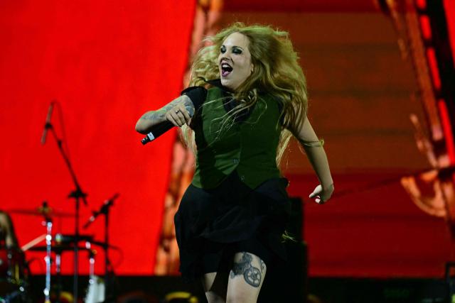 Brazilian singer and guitarist Prika Amaral of the Brazilian band Nervosa performs during the second day of the Rock in Rio music festival at Rio 2016 Olympic Park in Rio de Janeiro, Brazil on September 5, 2026. (Photo by Pablo PORCIUNCULA / AFP)