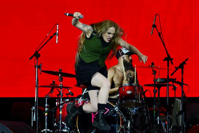 Brazilian singer and guitarist Prika Amaral of the Brazilian band Nervosa performs during the second day of the Rock in Rio music festival at Rio 2016 Olympic Park in Rio de Janeiro, Brazil on September 5, 2026. (Photo by Pablo PORCIUNCULA / AFP)