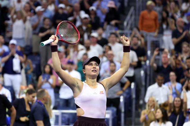 USA's Iva Jovic celebrates after defeating Philippines' Alexandra Eala during their women's singles third round tennis match against on day seven of the US Open tennis tournament at the USTA Billie Jean King National Tennis Center in New York City on September 5, 2026. (Photo by Leonardo MUNOZ / AFP)