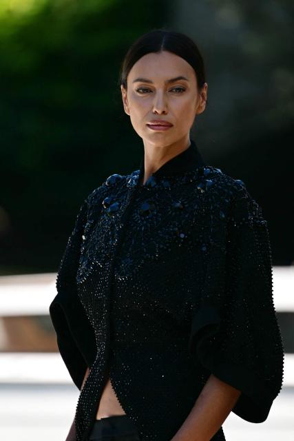 Russian model Irina Shayk arrives at the Excelsior Pier during the 83rd Venice International Film Festival at Venice Lido, on September 6, 2026. (Photo by Stefano Rellandini / AFP)