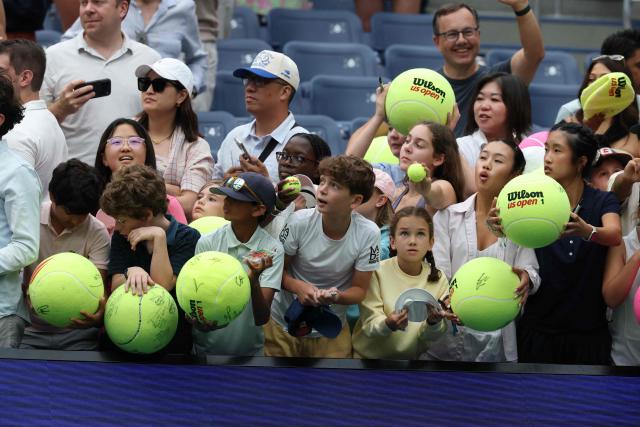 People wait to greet Belarus's Aryna Sabalenka after defeating US's Taylor Townsend during their women's singles round of 16 tennis match  on day eight of the US Open tennis tournament at the USTA Billie Jean King National Tennis Center in New York City on September 6, 2026. USA's Serena Williams and Spain's Carlos Alcaraz wave to the crowd after being defeated by Switzerland's Belinda Bencic and Italy's Flavio Cobolli in their mixed doubles tennis match at the 2026 US Open tennis tournament at the USTA Billie Jean King National Tennis Center in New York on August 25, 2026. (Photo by TIMOTHY A. CLARY / AFP)
