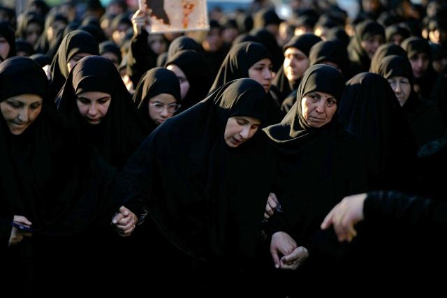 Relatives and friends attend the funeral procession of of Israa Bahjat (R), one of two women killed earlier in an Israeli strike on the village of Arabsalim, in the southern Lebanese village of Jibshit on September 6, 2026. Lebanon’s Health Ministry said on September 6 that four people were killed in Israeli strikes in the south of the country, while Israel said it had carried out raids following a Hezbollah drone attack targeting its soldiers. (Photo by ammar ammar / AFP) / 