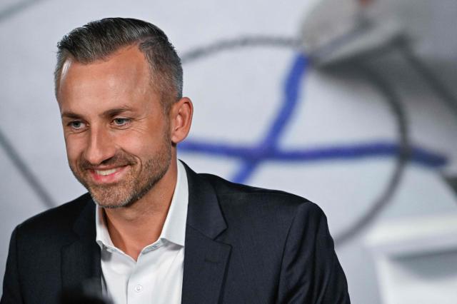 Ulrich Siegmund, top candidate in the Saxony-Anhalt state election for the far-right Alternative for Germany (AfD) is interviewed after exit poll results were announced on public broadcaster ZDF at the fair grounds during Saxony-Anhalt's state elections in Magdeburg, eastern Germany on September 6, 2026. Germany's far-right AfD won key regional elections September 6, 2026 by a landslide with at least 44 percent of the vote in the eastern state of Saxony-Anhalt, said exit polls by two public broadcasters. (Photo by Tobias SCHWARZ / AFP)