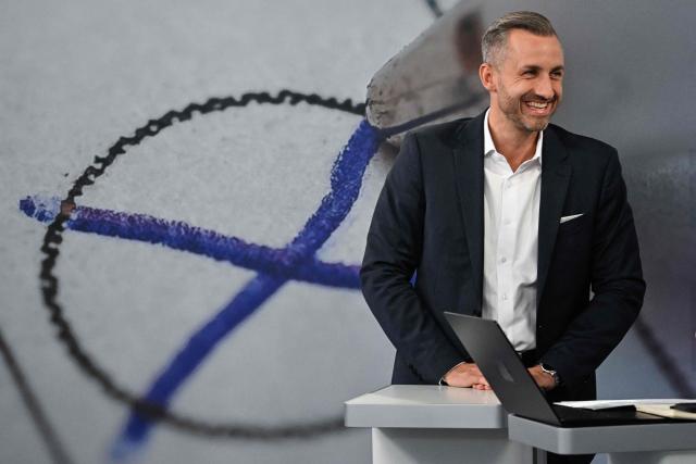 Ulrich Siegmund, top candidate in the Saxony-Anhalt state election for the far-right Alternative for Germany (AfD) is interviewed after exit poll results were announced on public broadcaster ZDF at the fair grounds during Saxony-Anhalt's state elections in Magdeburg, eastern Germany on September 6, 2026. Germany's far-right AfD won key regional elections September 6, 2026 by a landslide with at least 44 percent of the vote in the eastern state of Saxony-Anhalt, said exit polls by two public broadcasters. (Photo by Tobias SCHWARZ / AFP)