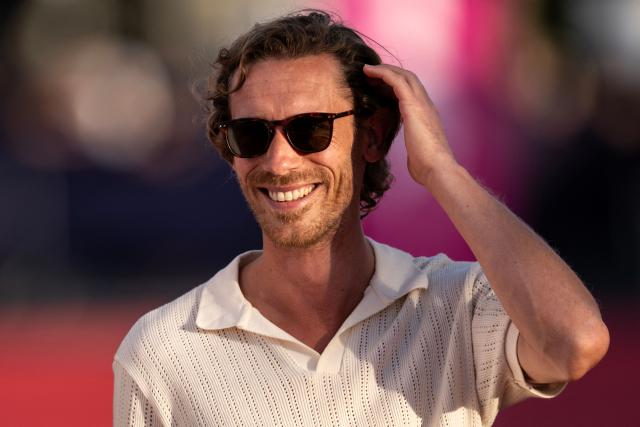 French critic and documentary director Adrien Denouette poses on the red carpet during the 52nd edition of the Deauville American film festival, in Deauville, northwestern France on September 6, 2026. (Photo by Guillaume SALIGOT / AFP)