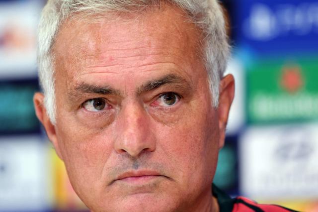 Real Madrid's Portuguese coach Jose Mourinho gives a press conference at the Ciudad Real Madrid training ground in Madrid on September 7, 2026 ahead of the UEFA Champions League first round day 1 football match between Real Madrid and Inter Milan. (Photo by Thomas COEX / AFP)