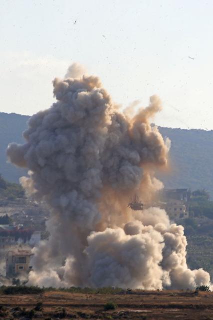 This photograph taken from the southern Lebanese village of Al-Haniyya shows smoke rising from the site of an Israeli controlled explosion in the southern Lebanese of Al-Mansouri on September 7, 2026. Israel conducted a wave of airstrikes in south Lebanon killing 12 people including women and children, the Lebanese health ministry said on September 7, in an intensification of violence after a weeks-long lull. Israel hit swathes of south Lebanon, long a stronghold of Hezbollah, hard during the Middle East war that erupted with joint US-Israeli strikes on Iran, and its forces continue to occupy what it calls a "security zone". (Photo by Kawnat HAJU / AFP)