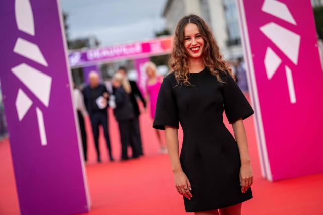 French actress Tess Barthelemy poses on the red carpet upon arrival for the 52nd edition of the Deauville American film festival, in Deauville, northwestern France on September 7, 2026. (Photo by Guillaume SALIGOT / AFP)