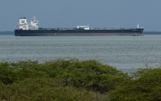 Bahamas flagged Mediterranean Voyager crude oil tanker sails in Maracaibo lake, Zulia state, Venezuela on September 7, 2026. Venezuela and US signed an agreement granting US access to more than 65 billion barrels -- almost 20 percent -- of oil in Venezuela, which holds the largest proven reserves in the world. (Photo by John Chacón / AFP)