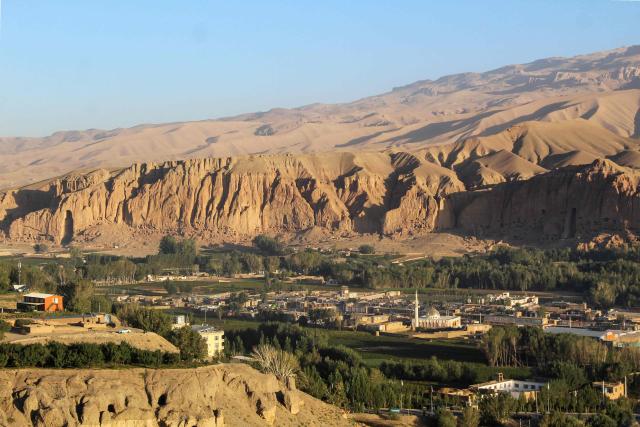 A general view shows the site of the "Buddhas of Bamiyan" statues, which were destroyed by the Taliban in 2001, in Afghanistan's Bamiyan province on September 8, 2026. (Photo by Mohammad Faisal NAWEED / AFP)