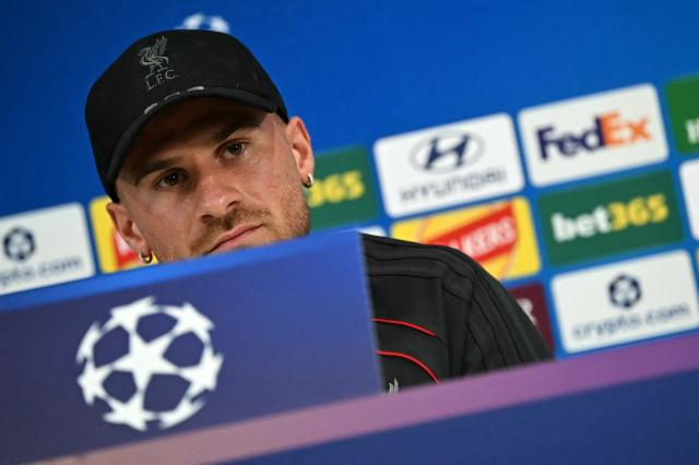 Liverpool's Argentinian midfielder #10 Alexis Mac Allister attends a press conference at Anfield stadium in Liverpool, north-west England on September 8, 2026, on the eve of their UEFA Champions League, first round football match against Atletico Madrid. (Photo by Paul ELLIS / AFP)