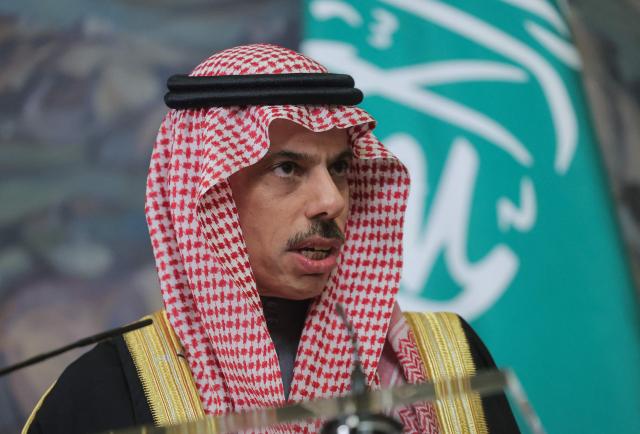 Saudi Arabia Foreign Minister Faisal bin Farhan Al Saud holds a joint press-conference with Russian Foreign Minister (not pictured) in Moscow on September 8, 2026. (Photo by MAXIM SHIPENKOV / POOL / AFP)