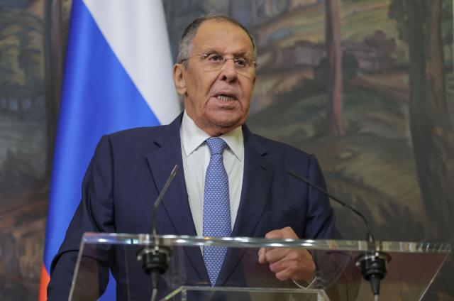 Russian Foreign Minister Sergey Lavrov hold a joint press-conference with Saudi Arabia Foreign Minister (not pictured) in Moscow on September 8, 2026. (Photo by MAXIM SHIPENKOV / POOL / AFP)