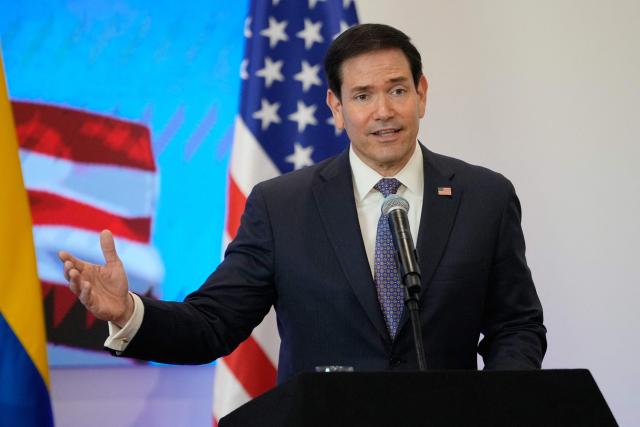 US Secretary of State Marco Rubio gives a press conference during a bilateral agreements signing ceremony with Colombia's President Abelardo de la Espriella (out of frame) in Barranquilla, Colombia on September 8, 2026. (Photo by Fernando Vergara / POOL / AFP)
