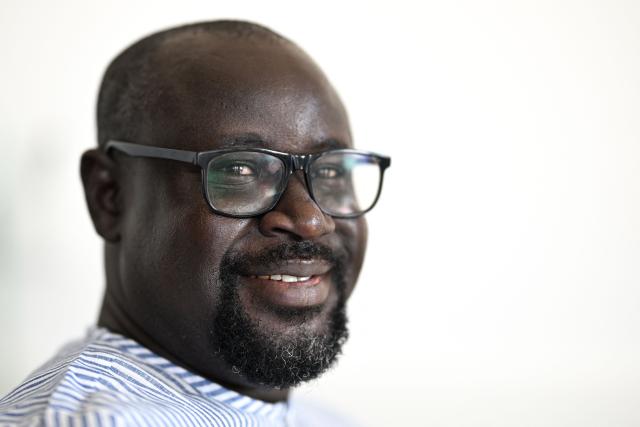 Senegalese Professor Gayane Faye, doctor in spatial remote sensing and coordinator of the development of Senegal's satellites poses as he works on the satellite Gaindesat-1B at the CSUM (Space University Center of Montpellier) in Montpellier, southern France, on September 4, 2026. Gaindesat-1B is designed to build on Senegal's first satellite, Gaindesat-1A, launched from California in 2024, and will collect environmental data and imagery to support natural resource management, territorial monitoring and climate observation. (Photo by Gabriel BOUYS / AFP)