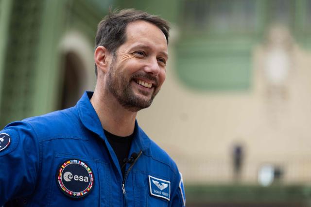 French astronaut Thomas Pesquet poses at the Grand Palais in Paris, ahead of the opening of a two-day summit bringing together nearly 120 delegations to discuss global space governance, on September 9, 2026. (Photo by Simon WOHLFAHRT / AFP)