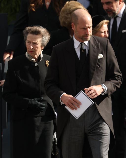 Britain's Princess Anne, Princess Royal and Britain's Prince William, Prince of Wales leave after the funeral service for late King Harald V of Norway before the casket is moved in a procession from Oslo Cathedral to Akershus Castle in Oslo, Norway, on September 9, 2026. (Photo by Odd ANDERSEN / AFP)