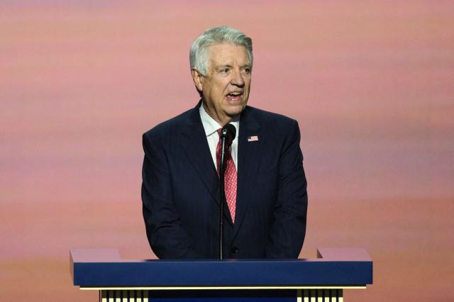 Pastor Jack Graham speaks during the first day of the Republican National Midterm Convention at the American Airlines Center in Dallas, Texas on September 9, 2026. US Republicans open an extraordinary midterm convention in Dallas on September 9 betting that putting Donald Trump at the center of their campaign can rescue a party facing grim election forecasts -- despite the president's negative approval ratings. (Photo by Patrick T. Fallon / AFP)