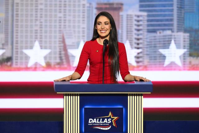 US Representative Anna Paulina Luna, Republican from Florida, speaks during the first day of the Republican National Midterm Convention at the American Airlines Center in Dallas, Texas on September 9, 2026. US Republicans open an extraordinary midterm convention in Dallas on September 9 betting that putting Donald Trump at the center of their campaign can rescue a party facing grim election forecasts -- despite the president's negative approval ratings. (Photo by Patrick T. Fallon / AFP)