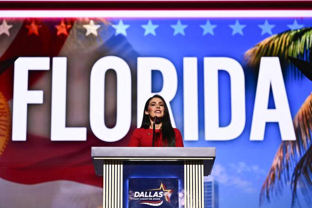 US Representative Anna Paulina Luna, Republican from Florida, speaks during the first day of the Republican National Midterm Convention at the American Airlines Center in Dallas, Texas on September 9, 2026. US Republicans open an extraordinary midterm convention in Dallas on September 9 betting that putting Donald Trump at the center of their campaign can rescue a party facing grim election forecasts -- despite the president's negative approval ratings. (Photo by Kent NISHIMURA / AFP)