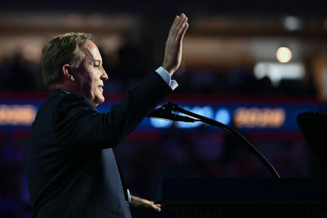 Texas Attorney General Ken Paxton, candidate for US Senate, speaks during the Republican National Midterm Convention at the American Airlines Center in Dallas, Texas on September 9, 2026. US Republicans open an extraordinary midterm convention in Dallas on September 9 betting that putting Donald Trump at the center of their campaign can rescue a party facing grim election forecasts -- despite the president's negative approval ratings. (Photo by Kent NISHIMURA / AFP)