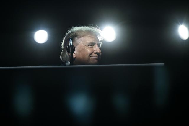 US President Donald Trump speaks during the Republican National Midterm Convention at the American Airlines Center in Dallas, Texas on September 9, 2026. US Republicans open an extraordinary midterm convention in Dallas on September 9 betting that putting Donald Trump at the center of their campaign can rescue a party facing grim election forecasts -- despite the president's negative approval ratings. (Photo by Brendan SMIALOWSKI / AFP)