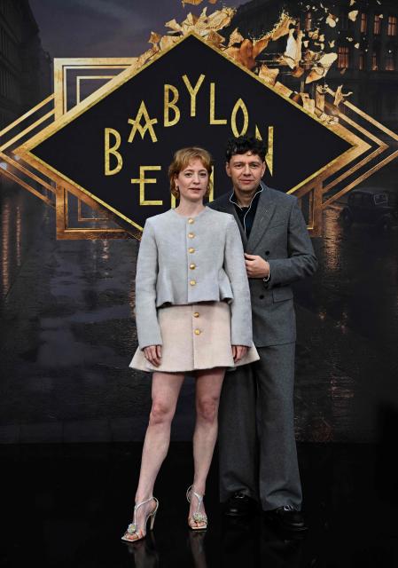 German actress Leonie Benesch and German actor Christian Friedel pose on the red carpet for the TV Hit Babylon Berlin last season at the Zoopalast cinema in Berlin, on September 10, 2026. The lavishly produced, big-budget ARD series is set against the backdrop of Hitler’s rise to power. (Photo by Tobias SCHWARZ / AFP)