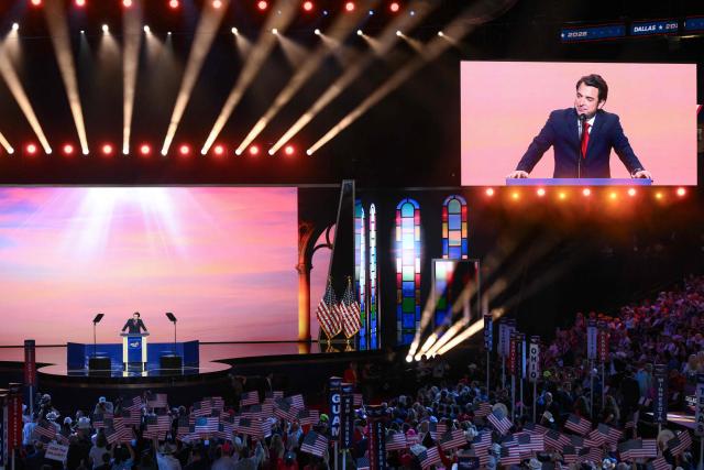 Pastor Lucas Miles, Vice President of Turning Point USA Faith, speaks during the second day of the Republican National Committee midterm convention at the American Airlines Center in Dallas, Texas on September 10, 2026. US Republicans are betting that putting President Donald Trump at the center of their campaign can rescue a party facing grim election forecasts, despite the president's negative approval ratings. A day earlier, on the first day of the midterm convention, he promised $5,000 to every American adult if Republicans retain control of Congress in November. (Photo by Patrick T. Fallon / AFP)