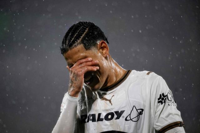 Pumas' midfielder #21 Uriel Antuna reacts during the Liga MX Apertura tournament football match between Pumas and Leon at the University Olympic Stadium in Mexico City on September 10, 2026. (Photo by CARL DE SOUZA / AFP)