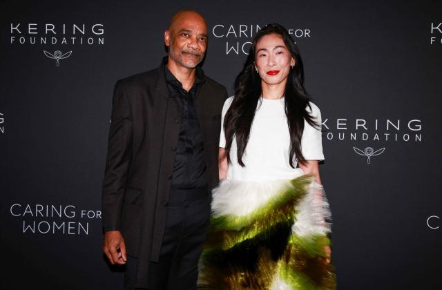 Artist Rodney McMillian and Sonya Yu attend the Kering Foundation's 5th annual Caring for Women Dinner at The Pool in New York City on September 10, 2026. (Photo by Leonardo MUNOZ / AFP)