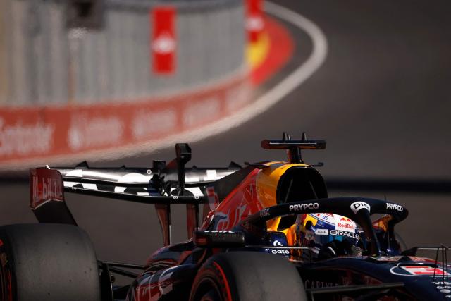 Team Red Bull's Max Verstappen drives during the third practice session at the Madring circuit on September 12, 2026 in Madrid ahead of the Spanish Formula One Grand Prix. (Photo by Oscar DEL POZO / AFP)