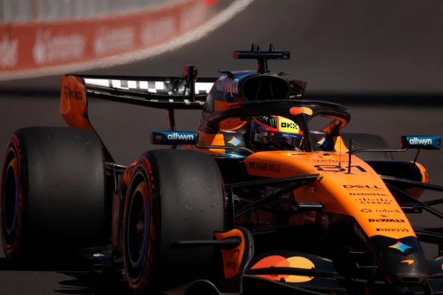 Team McLaren-Mercedes' Oscar Piastri drives during the third practice session at the Madring circuit on September 12, 2026 in Madrid ahead of the Spanish Formula One Grand Prix. (Photo by Oscar DEL POZO / AFP)
