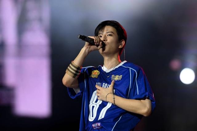 South Korean K-pop group Stray Kids' Seungmin performs during the last week of the Rock in Rio music festival at the Rio 2016 Olympic Park in Rio de Janeiro, Brazil, on September 12, 2026. (Photo by MAURO PIMENTEL / AFP)