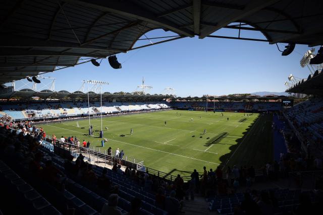 This photograph shows a general view prior to the Top 14 rugby union match between USA Perpignan and Castres Oympique at Stade Aime-Giral in Perpignan on September 12, 2026. (Photo by Valentine CHAPUIS / AFP)
