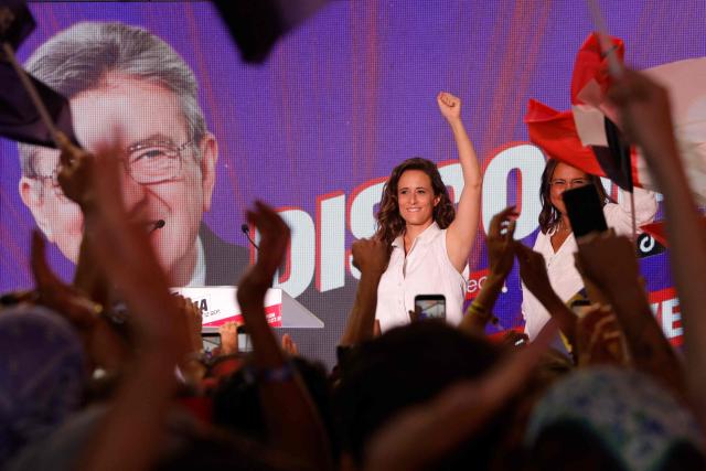 La France Insoumise MP and National Assembly vice-president Clemence Guette arrives for a party leader speech during the annual "Fete de l'Humanite" festival organised by French left wing newspaper L'Humanite, in Le Plessis-Pate, south of Paris, on September 12, 2026. (Photo by GEOFFROY VAN DER HASSELT / AFP)