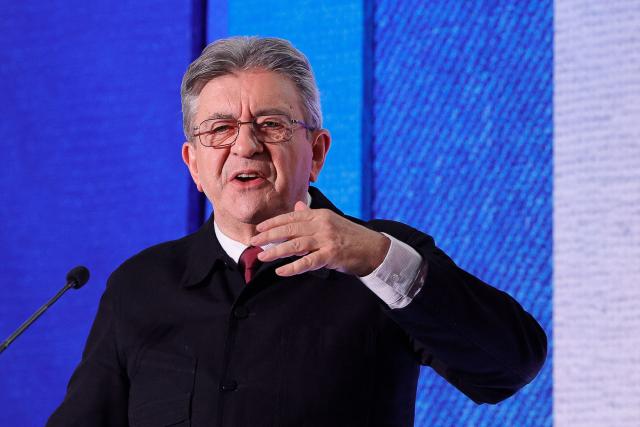 French left-wing party La France Insoumise (LFI) founder and candidate in France’s 2027 presidential election Jean-Luc Melenchon delivers a speech during the annual "Fete de l'Humanite" festival organised by French left wing newspaper L'Humanite, in Le Plessis-Pate, south of Paris, on September 12, 2026. (Photo by GEOFFROY VAN DER HASSELT / AFP)