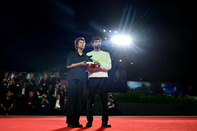 Director Yuval Abraham and Director Rachel Szor winners of the Special Jury Prize for "Naza" attend a photocall on the red carpet following the closing ceremony of the 83rd Venice Film Festival at Venice Lido on September 12, 2026 (Photo by Stefano RELLANDINI / AFP)