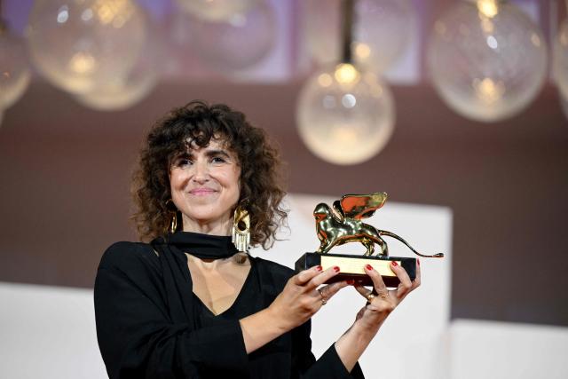 Danish director May El-Toukhy, winner of the Golden Lion for Best Film for "Kvinde Ukendt" (Woman unknown) attends a photocall on the red carpet following the closing ceremony of the 83rd Venice Film Festival at Venice Lido on September 12, 2026 (Photo by Tiziana FABI / AFP)