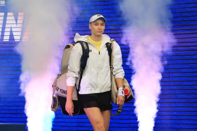 Kazakhstan's Elena Rybakina arrives for the women's singles final tennis match against Belarus's Aryna Sabalenka on day fourteen of the US Open tennis tournament at the USTA Billie Jean King National Tennis Center in New York City on September 12, 2026. (Photo by TIMOTHY A. CLARY / AFP)