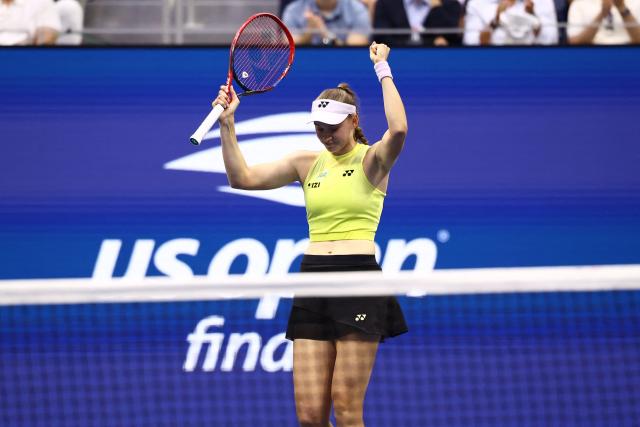 Kazakhstan's Elena Rybakina celebrates after winning the women's singles final tennis match against Belarus's Aryna Sabalenka on day fourteen of the US Open tennis tournament at the USTA Billie Jean King National Tennis Center in New York City on September 12, 2026. (Photo by CHARLY TRIBALLEAU / AFP)