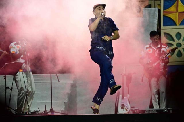 Brazilian singer Joao Gomes performs during the Rock in Rio music festival at Rio 2016 Olimpyc Park in Rio de Janeiro, Brazil September 12, 2026. (Photo by Pablo PORCIUNCULA / AFP)