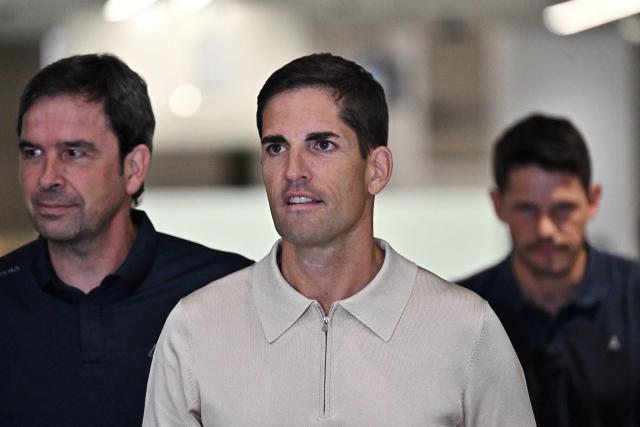 South Korea National Football Team’s interim coach Robert Moreno of Spain arrives with his coaching staff at Incheon International Airport on September 13, 2026. (Photo by Lillian SUWANRUMPHA / AFP)