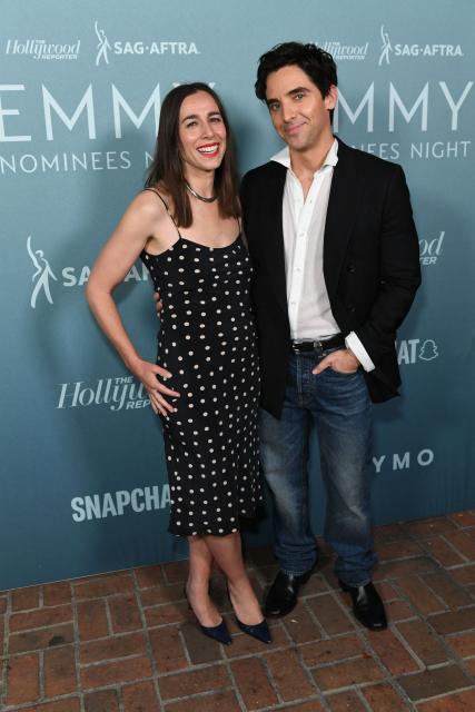 US writer and director Lucia Aniello (L) and US actor Paul W. Downs attend The Hollywood Reporter and SAG AFTRA Emmy nominees party at Chateau Marmont in Los Angeles on September 12, 2026. (Photo by Unique Nicole / AFP)