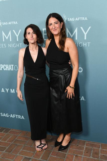 US writer and comedian Jen Statsky (L) and US actress and comedian D'Arcy Carden attend The Hollywood Reporter and SAG AFTRA Emmy nominees party at Chateau Marmont in Los Angeles on September 12, 2026. (Photo by Unique Nicole / AFP)